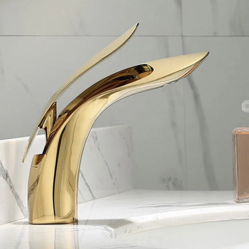 Modern eprolo rose gold creative washbasin faucet with a sleek curved design