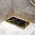 eprolo golden double-layer iron bathroom cosmetic storage rack with black marble tray