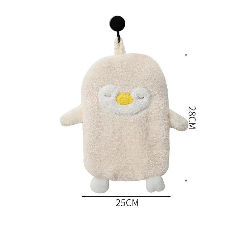 Cute penguin coral velvet absorbent hand towel by eprolo, 25cm x 28cm wall-mounted bath towel