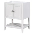 eprolo 24 inch white solid wood bathroom vanity base with cabinet doors and open bottom shelf