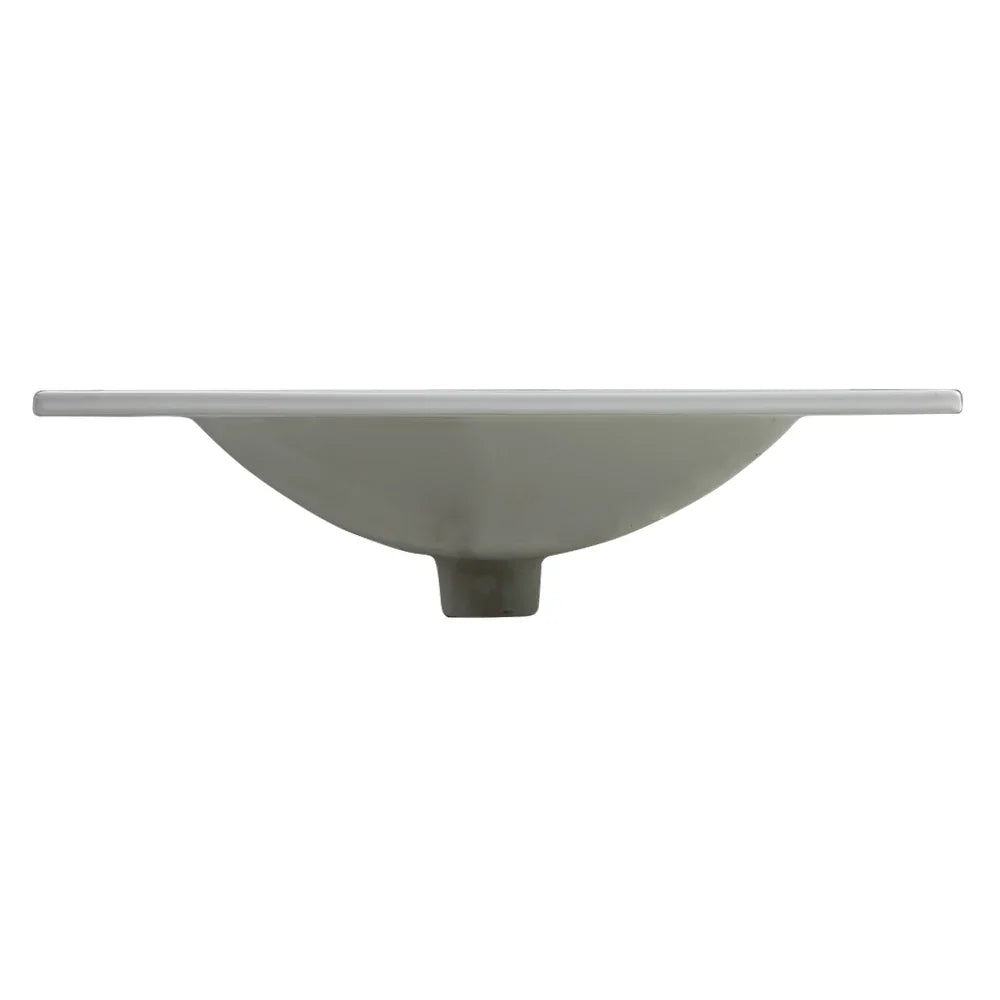 Side view of a 24 inch white ceramic bathroom sink basin by eprolo