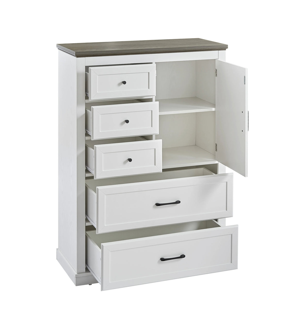 White wooden farmhouse 5 drawer bedroom dressing table and cabinet by eprolo