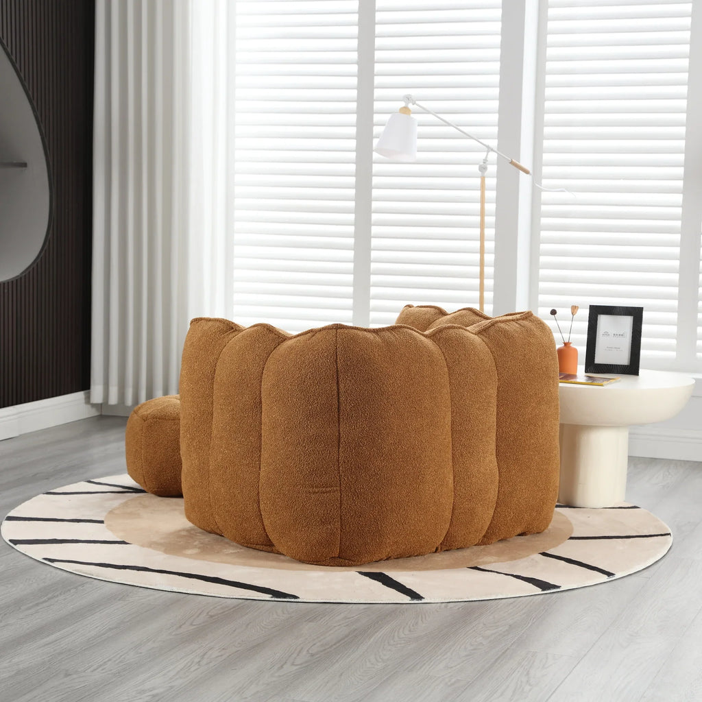 eprolo soft square bean bag chair with matching footstool in mustard brown foam fill