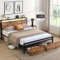 eprolo LED platform bed with storage drawers and a built-in charging station headboard.