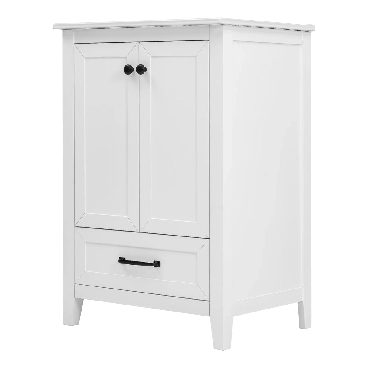 White 24 inch eprolo bathroom vanity cabinet with one drawer and two doors