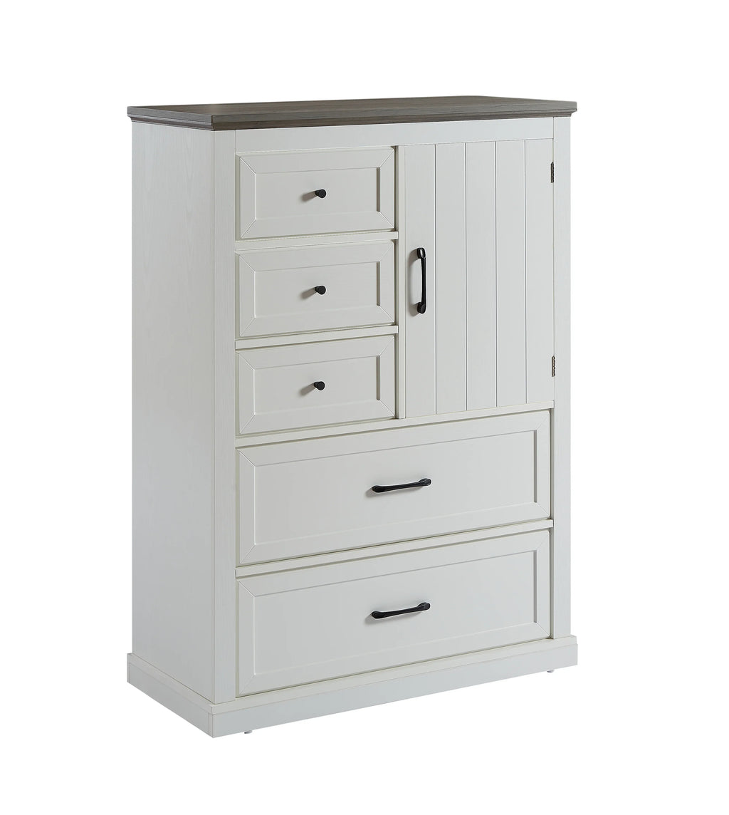 White wooden farmhouse 5 drawer bedroom dressing table and cabinet by eprolo
