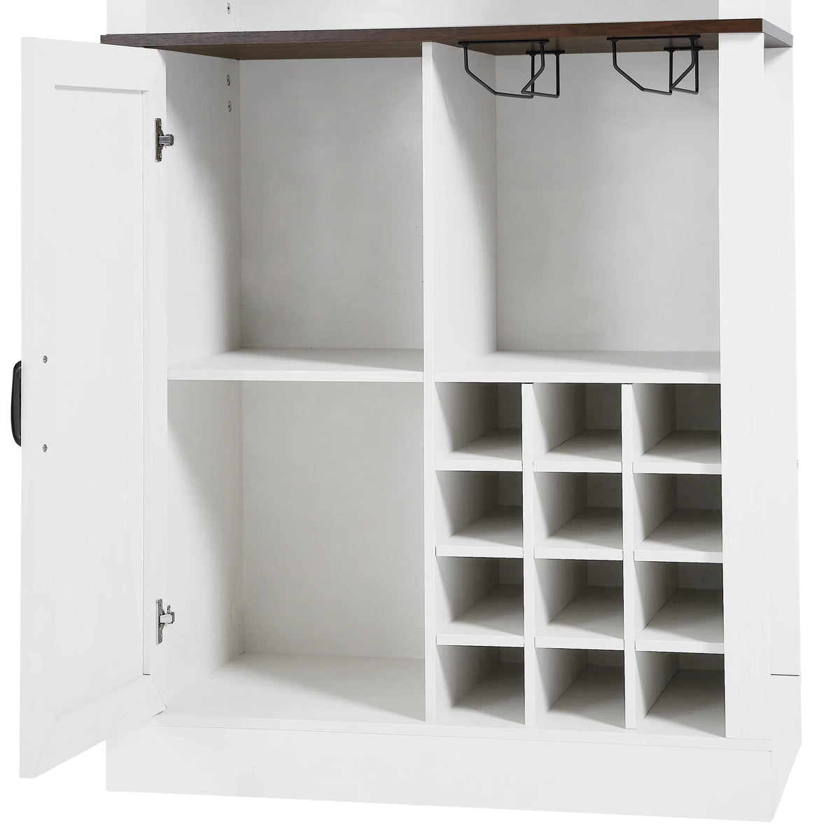Open eprolo farmhouse wine and bar cabinet with shelves and wine bottle rack