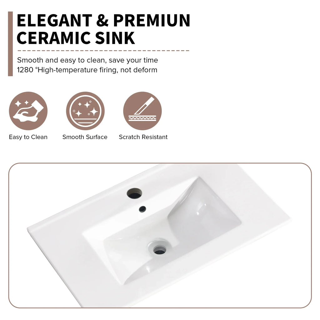 eprolo 30 inch white ceramic bathroom sink basin with high-temperature firing features