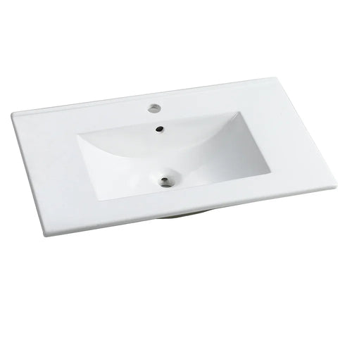 eprolo 30 inch white ceramic bathroom vanity top with integrated rectangular sink
