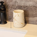 Luxury eprolo ceramic bathroom tumbler with gold marble pattern, 10cm height.