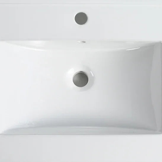 Top view of a white 30 inch ceramic bathroom sink basin by eprolo