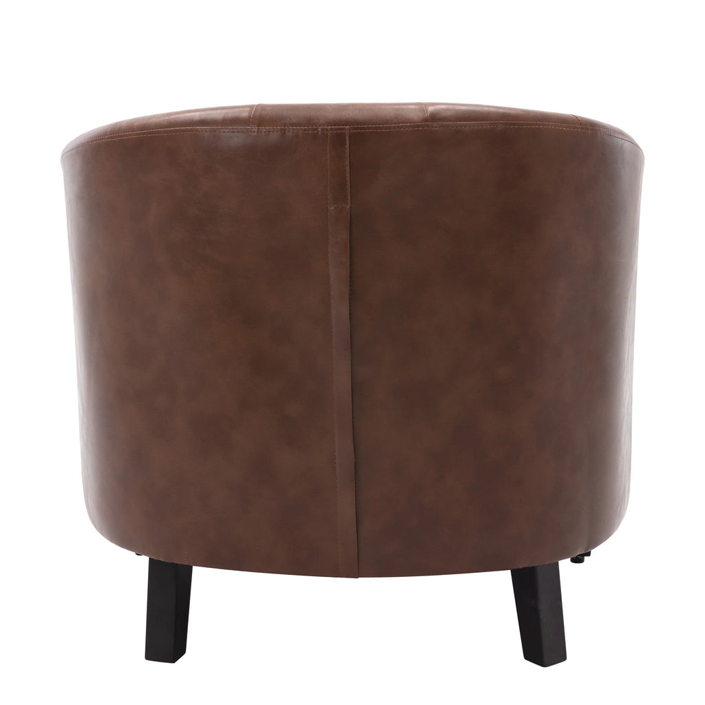 Brown PU leather tufted barrel chair by eprolo for living room or bedroom decor