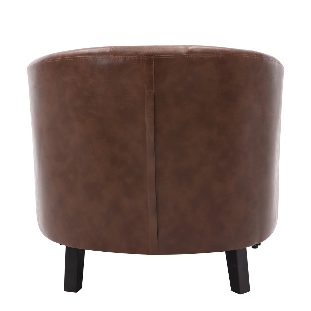 Brown PU leather tufted barrel chair by eprolo for living room or bedroom decor