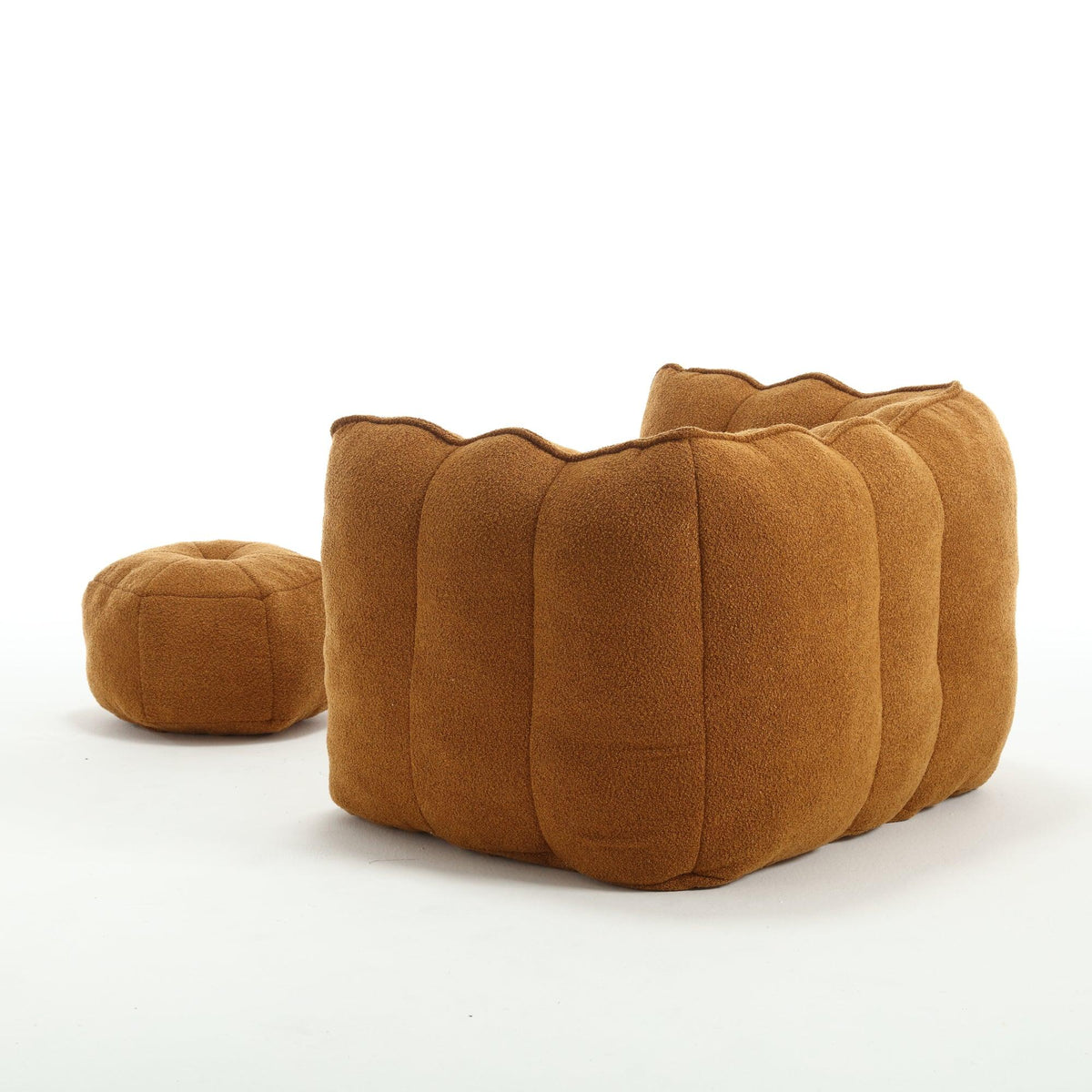 Brown eprolo soft square bean bag chair with matching foam fill footstool