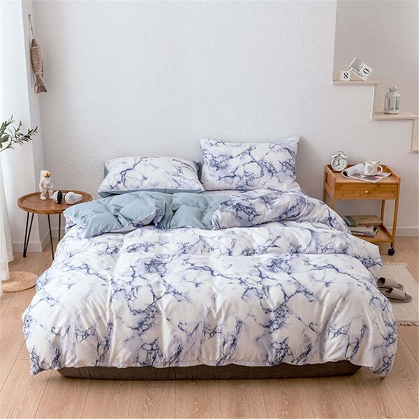 Comfortable White Marble Pattern Printed Duvet Cover (2/3 Piece Set)