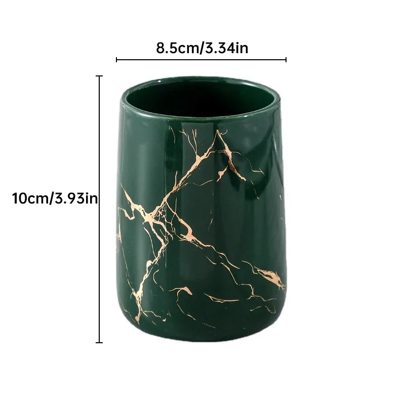 eprolo luxury emerald green ceramic bathroom tumbler with gold marble veins and dimensions