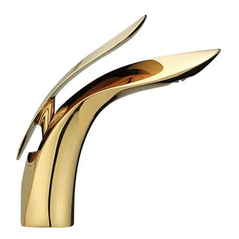 eprolo creative rose gold brass bathroom washbasin faucet with modern curved design