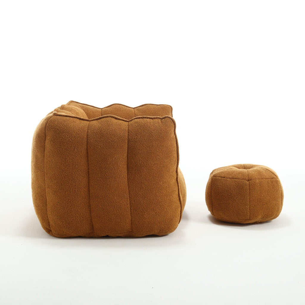 Soft square brown bean bag chair and matching footstool by eprolo