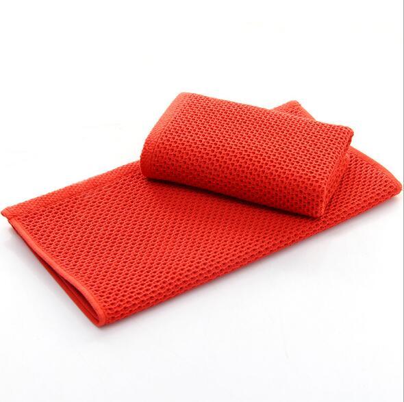 Red waffle weave cotton hand towel by eprolo