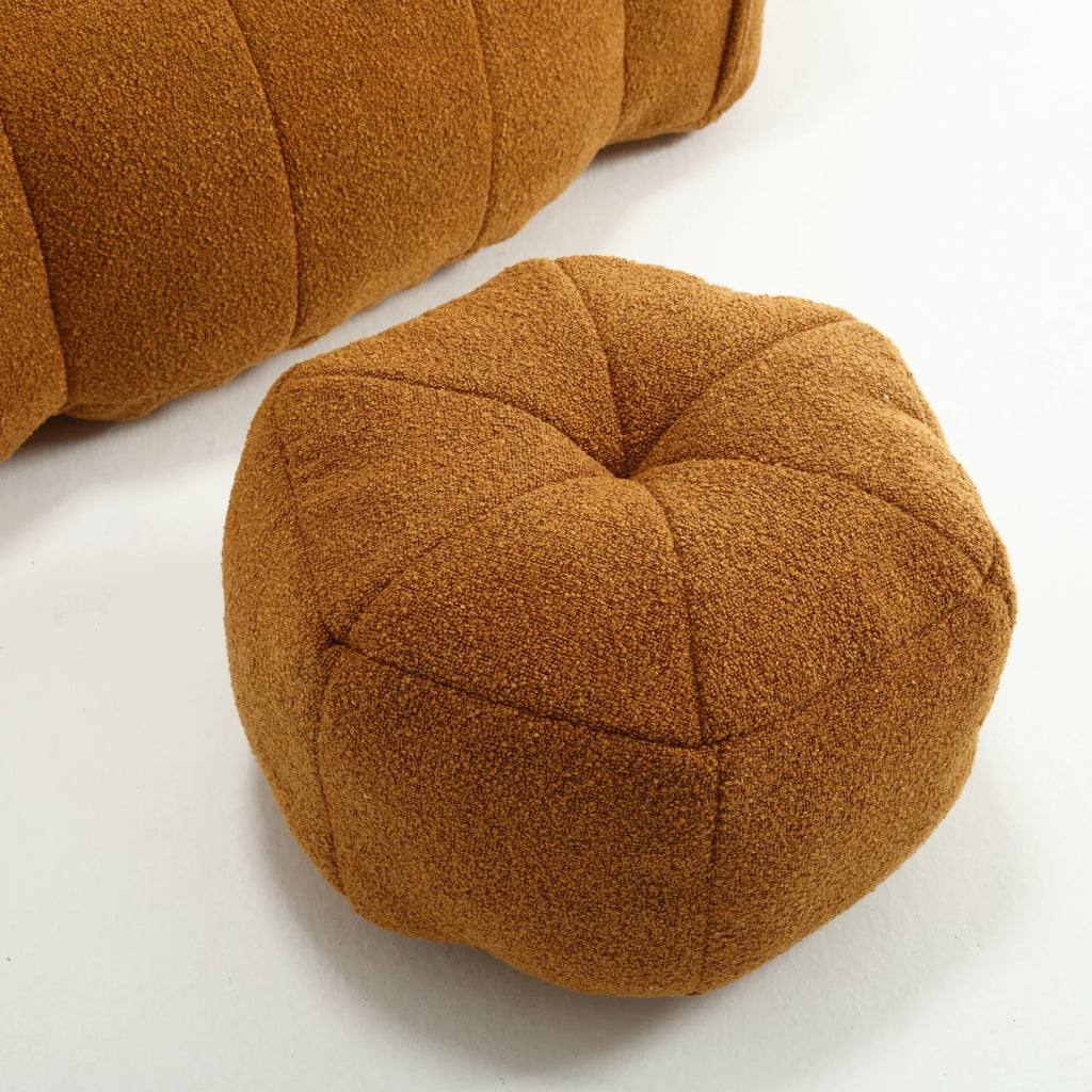 ePROLO soft square bean bag chair and matching footstool in brown textured fabric