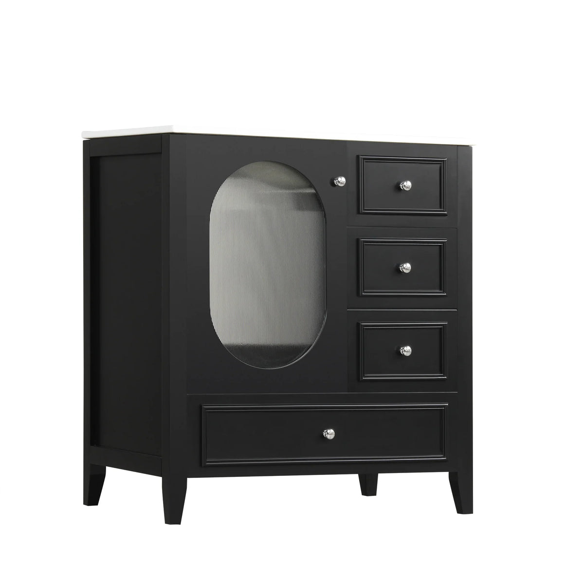 eprolo 30 inch black bathroom vanity cabinet with sink and three drawers