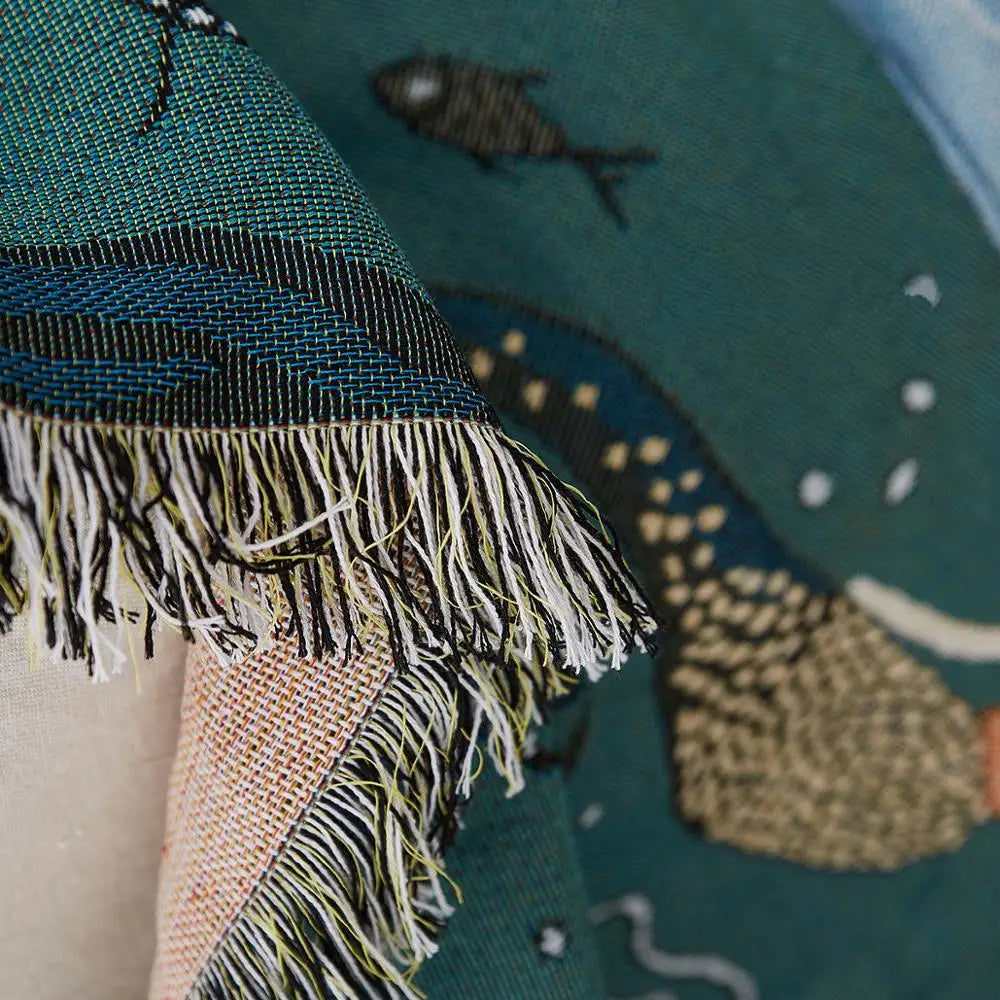 Mermaid Pattern Knitted Sofa Throw Blanket Universal Sofa Cover
