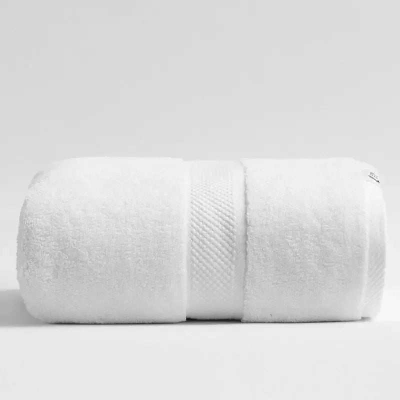 Luxury 800g white 100% cotton bath towel by eprolo, extra large and soft for sauna or beach.